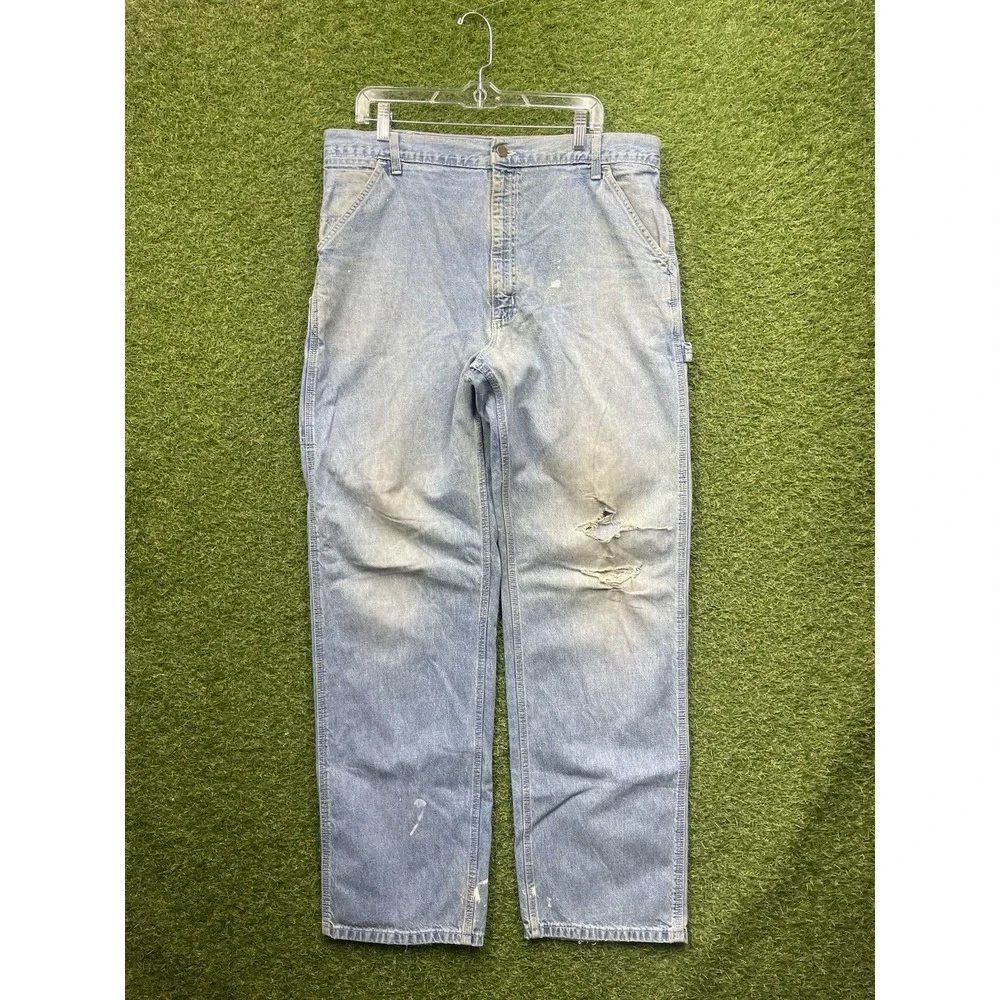 Vintage 80s Carhartt Carpenter Jeans Mens 38x34 WU0388 Union Workwear Distressed